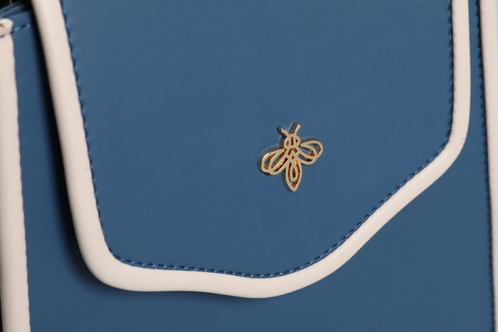 Lucky Bees Bolso de Hombro Azul y Crema